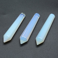Opalite Opalite Stone Pointed Beads, Bullet, Undrilled/No Hole Beads, 50.5x10x10mm