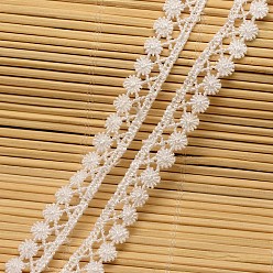 White Flower Cotton Ribbon for Jewelry Making, White, 3/8 inch(11mm), about 15yards/roll(13.71m/roll)