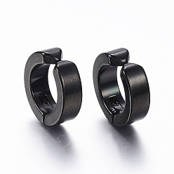 Gunmetal 304 Stainless Steel Clip-on Earrings, Hypoallergenic Earrings, Gunmetal, 13x4mm