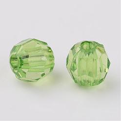 Vert Pâle Perles acryliques transparentes, facette, ronde, vert pale, 8mm, trou: 1.5 mm, environ 1800 pcs / 500 g