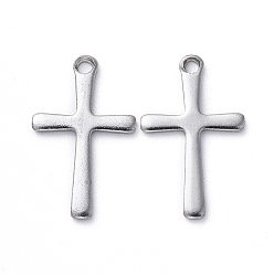 Stainless Steel Color 304 Stainless Steel Pendants, Laser Cut, Cross, Stainless Steel Color, 15.5x9.5x1mm, Hole: 1mm