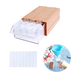 PeachPuff Diamond Painting Storage Stackable Bead Organizer Drawers, with 22 Slots Round Individual Containers, Silicone Funnel and Writable Stickers, PeachPuff, 182x110x60mm