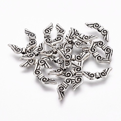Antique Silver Tibetan Style Alloy Angel Wing Beads, Cadmium Free & Nickel Free & Lead Free, Antique Silver, 5x15.5x2mm, Hole: 1mm, about 1793pcs/1000g