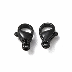 Black Spray Painted 304 Stainless Steel Lobster Claw Clasps, Black, 9.5x6x3mm, Hole: 1.2mm