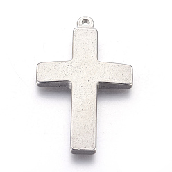 Stainless Steel Color 304 Stainless Steel Pendants, Stamping Blank Tag, Cross, Stainless Steel Color, 42x25.5x3mm, Hole: 1.8mm