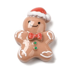 Gingerbread Man Cabujones de resina opaca con tema navideño, para la fabricación de la joyería, hombre de pan de jengibre, 28x20x8 mm