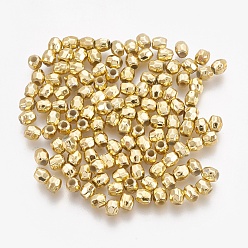 Golden Plated ABS Plastic Beads, Eco-Friendly Electroplated Beads, Faceted, Barrel, Golden Plated, 3.5~4x3.5mm, Hole: 1.5mm, about 15000pcs/500g