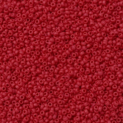 (RR407F) Matte Opaque Vermilion Red MIYUKI Round Rocailles Beads, Japanese Seed Beads, 11/0, (RR407F) Matte Opaque Vermilion Red, 2x1.3mm, Hole: 0.8mm, about 1100pcs/bottle, 10g/bottle