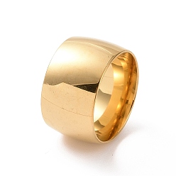 Золотой 201 кольцо из нержавеющей стали с широкой полосой для женщин, золотые, внутренний диаметр: 17 мм