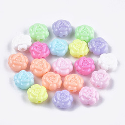 Mixed Color Opaque Acrylic Beads, Flower, Mixed Color, 10.5x10x5.5mm, Hole: 2mm, about 1515~1620pcs/500g