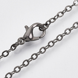 Gunmetal Brass Cable Chains Necklace Making, with Alloy Lobster Claw Clasps, Gunmetal, 23.6 inch~24.37 inch(60cm~61.9cm)