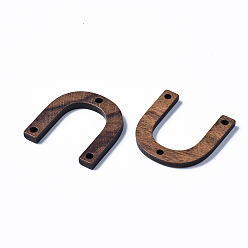 Saddle Brown Walnut Wood Chandelier Components Links, Letter u, Saddle Brown, 24.5x25x3mm, Hole: 2mm