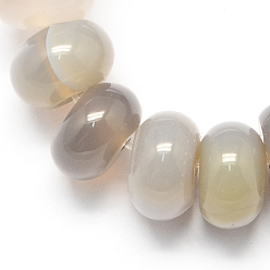 Light Grey Natural Grey Agate Beads Strands, Rondelle, Light Grey, 6x4mm, Hole: 1mm, about 99pcs/strand, 15.7 inch