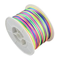 Разноцветный Круглый нейлоновая нить, гремучий атласный шнур, для китайского решений узлов, красочный, 1 мм, 100 ярдов / рулон