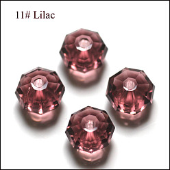 Фиолетовый Имитация Австрийские кристаллические шарики, класс AAA, граненые, восьмиугольник, фиолетовые, 6x4 мм, отверстие : 0.7~0.9 мм
