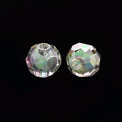 Aigue-marine Perles acryliques transparentes, Perle en bourrelet, couleur ab , facette, ronde, aigue-marine, 9.5x9.5mm, Trou: 2mm, environ1041 pcs / 500 g