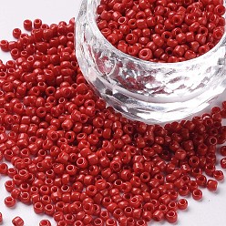 Crimson Glass Seed Beads, Opaque Colours Seed, Small Craft Beads for DIY Jewelry Making, Round, Crimson, 3mm, Hole:1mm, about 10000pcs/pound