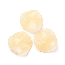 Bisque Opaque Acrylic Beads, Wave Flat Round, Bisque, 24x6mm, Hole: 1.8mm, about 255pcs/500g