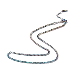 Rainbow Color Ion Plating(IP) 304 Stainless Steel Curb Chain Necklace for Men Women, Rainbow Color, 15.79 inch(40.1cm)