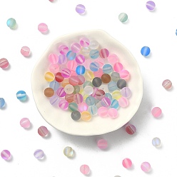 Mixed Color Transparent Frosted Glass Beads, Round, Mixed Color, 6mm