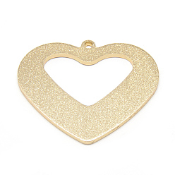 Golden Aluminum Pendants, Heart, Golden, 47.5x55x2mm, Hole: 2.5mm