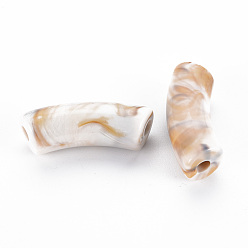 Lin Perles acryliques opaques, style de pierres fines imitation, tube incurvé, linge, 34x11.5x13mm, Trou: 3.5mm, environ150 pcs / 500 g