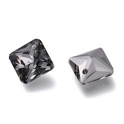 Silver Night Shade Colgantes de diamantes de imitación de cristal, espalda plateada, facetados, cuadrado / rombo, sombra de noche plateada, 11.5x11.5x5 mm, agujero: 1.2 mm