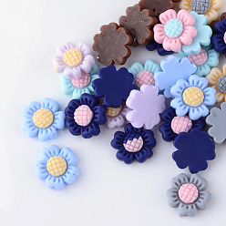 Mixed Color Resin Cabochons, Flower, Mixed Color, 10x10x3mm