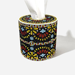 Fleur Kits de boîte de mouchoirs de colonne de bricolage, y compris le sac de strass en résine, stylo collant diamant, plaque de plateau et pâte à modeler, fleur, 130x135mm
