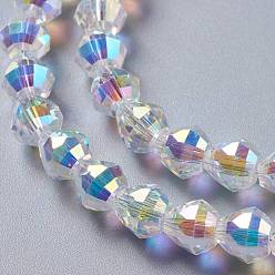 Clair AB Verre imitation perles de cristal autrichien, toupie avec facettes, clair ab, 8x8mm, Trou: 1.2mm
