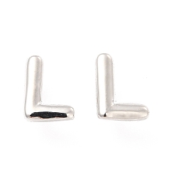 Letter L Boucles d'oreilles en laiton évidées avec lettre initiale pour femmes, platine, sans plomb et sans cadmium, letter.l, 7.5x5.5x1.5mm, pin: 0.8 mm
