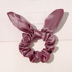 Pale Violet Red Rabbit Ear Polyester Elastic Hair Accessories, for Girls or Women, Changeant Fabric Scrunchie/Scrunchy Hair Ties, Pale Violet Red, 80mm