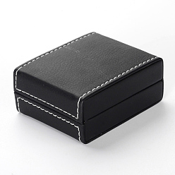 Black Square Imitation Leather Necklaces Boxes, Black, 8.3x7x3.7cm