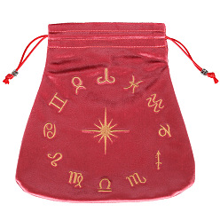 Cerise Velvet Packing Pouches, Drawstring Bags, Trapezoid with Constellation Pattern, Cerise, 21x21cm