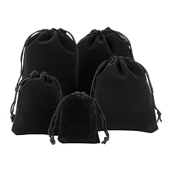Black 5 Style Rectangle Velvet Pouches, Candy Gift Bags Christmas Party Wedding Favors Bags, Black, 40pcs/bag