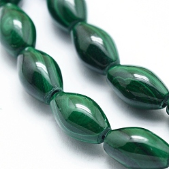 Malachite Natural Malachite Beads Strands, Rice, 9.5~10x6mm, Hole: 0.8mm, about 40pcs/strand, 15.75 inch(40cm)