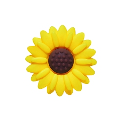 Yellow Food Grade Eco-Friendly Silicone Focal Beads, Chewing Beads For Teethers, DIY Nursing Necklaces Making, Daisy, Yellow, 20x20mm
