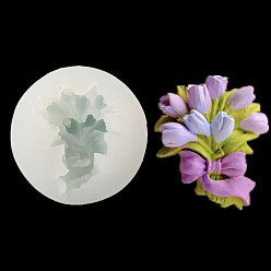 White Flower Food Grade DIY Display Decoration Silicone Molds, Resin Casting Molds, For UV Resin, Epoxy Resin Jewelry Making, White, 56mm
