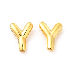 Letter Y Boucles d'oreilles en laiton évidées avec lettre initiale pour femmes, réel 18 k plaqué or, sans plomb et sans cadmium, letter.y, 7x5.5x1.5mm, pin: 0.8 mm
