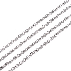 Stainless Steel Color 304 Stainless Steel Rolo Chains, Belcher Chain, Soldered, with Spool, Stainless Steel Color, 3x2.5x0.5mm, about 82.02 Feet(25m)/roll