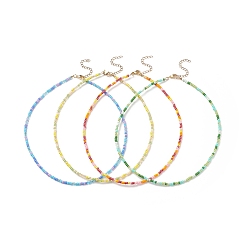 Mixed Color Glass Seed Beaded Necklace with 304 Stainless Steel Clasp for Women, Mixed Color, 15.94 inch(40.5cm)