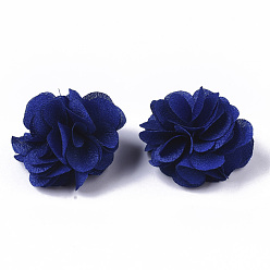 Medium Blue Polyester Fabric Flowers, for DIY Headbands Flower Accessories Wedding Hair Accessories for Girls Women, Medium Blue, 34mm