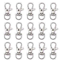 Platinum Platinum Plated Alloy Lobster Swivel Clasps For Key Ring, Platinum, 37x15.5x5mm, Hole: 7x8mm