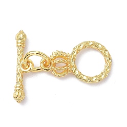 Real 18K Gold Plated Brass Toggle Clasps, Long-Lasting Plated, Ring, Cadmium Free & Lead Free, Real 18K Gold Plated, Ring:16x10x3mm, Hole: 1.4mm, Bar: 17x4.5x2.5mm