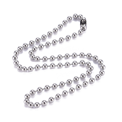 Stainless Steel Color 304 Stainless Steel Ball Chain Necklace, with Ball Chain Connectors, Stainless Steel Color, 24 inch(61mm), 6mm