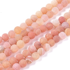 Dark Orange Natural Weathered Agate Beads Strands, Dyed & Heated, Frosted, Round, Dark Orange, 10~10.5mm, Hole: 1.2mm, about 38pcs/strand, 14.96 inch(38cm)