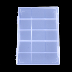 Clear Plastic Bead Storage Containers, 15 Compartments, Rectangle, Clear, 28.5x19.5x2.2cm, Compartment: 53.5x60mm