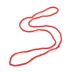 Red Waist Beads, Candy Color Glass Seed Beads Stretch Body Chain, Sunmmer Jewelry for Women, Red, 31-1/2~31-7/8 inch(80~81cm)
