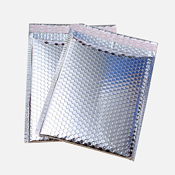 Plata Bolsas de paquete de película mate, anuncio publicitario burbuja, sobres acolchados, Rectángulo, plata, 27.5x18x0.6 cm