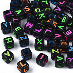 Letter Craft Style Acrylic Beads, Cube, Random Mixed Letters, 6x6x6mm, Hole: 3mm, about 2995pcs/500g